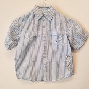 Hurley Boys Dress Shirt Blue Button Size S